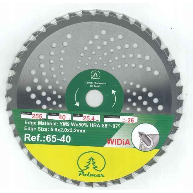 Řezací kotouč WiDiA pro kosy Polmar 255 mm 40 zubů