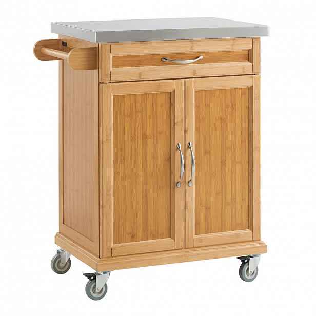 SoBuy KUCHYŇSKÝ VOZÍK s 1 zásuvkou Bambus 74x46x92cm Funkční