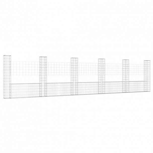 vidaXL Gabionový koš ve tvaru U se 6 sloupky železo 620 x 20 x 150 cm