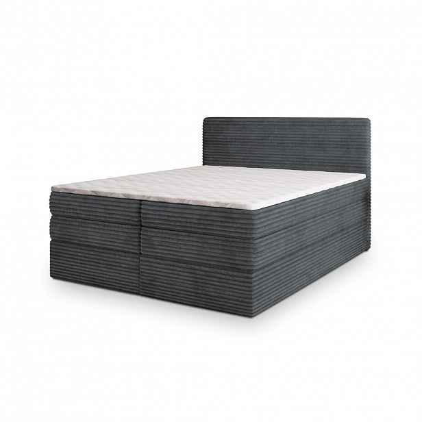 MASSENO POSTEL BOXSPRING LUNERA 180x200 cm, s matrací a úložným prostorem, grafitová