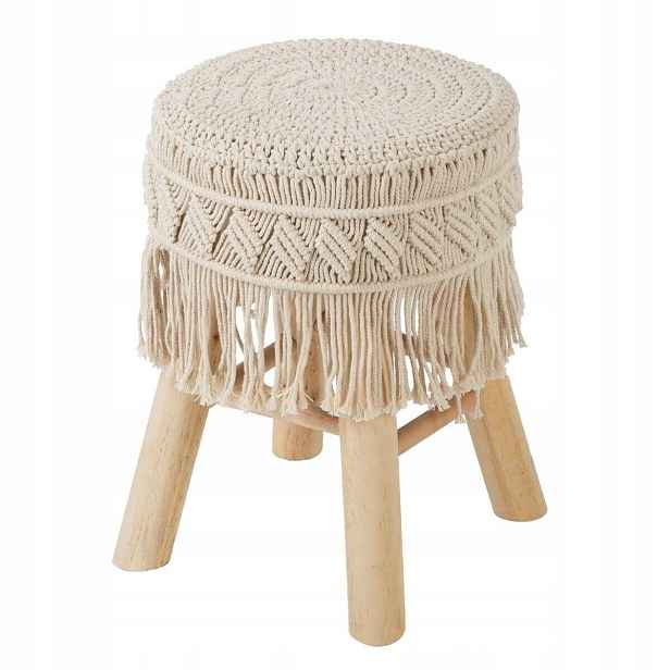 Stolička Boho se sedákem, výška 42 cm, béžová