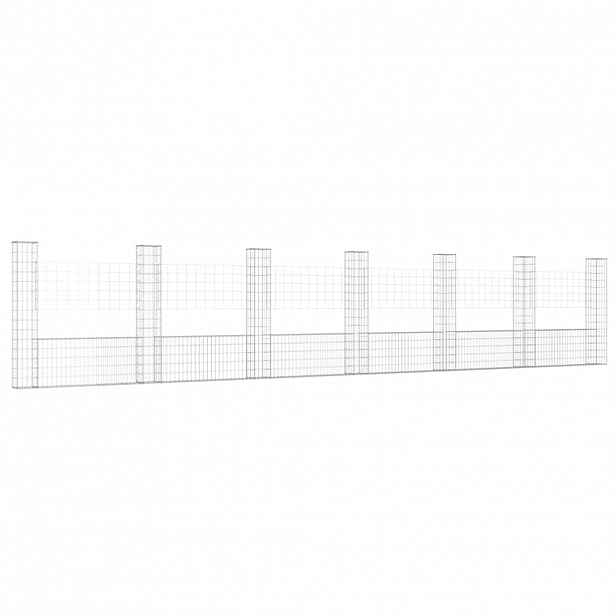 vidaXL Gabionový koš ve tvaru U se 7 sloupky železo 740 x 20 x 150 cm