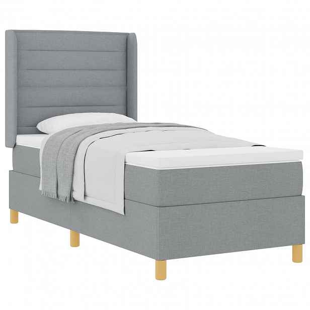 vidaXL Postel s boxspringem s matrací Světle šedá 90 x 190 cm textil