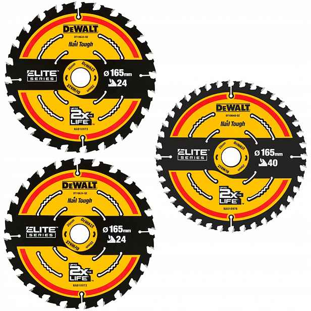3x Kotouč na dřevo 165x20 mm Elite DeWALT DT10397
