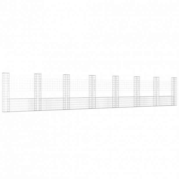 vidaXL Gabionový koš ve tvaru U s 8 sloupky železo 860 x 20 x 150 cm