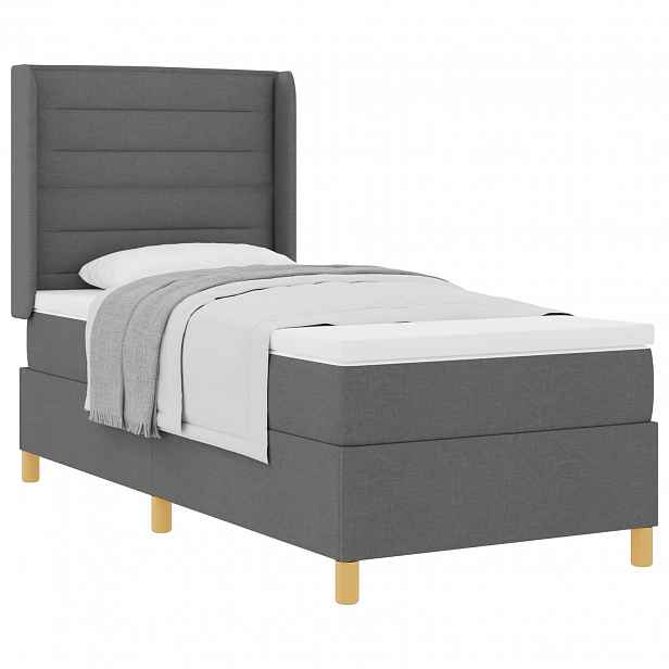 vidaXL Postel s boxspringem s matrací Tmavě šedá 90 x 190 cm textil