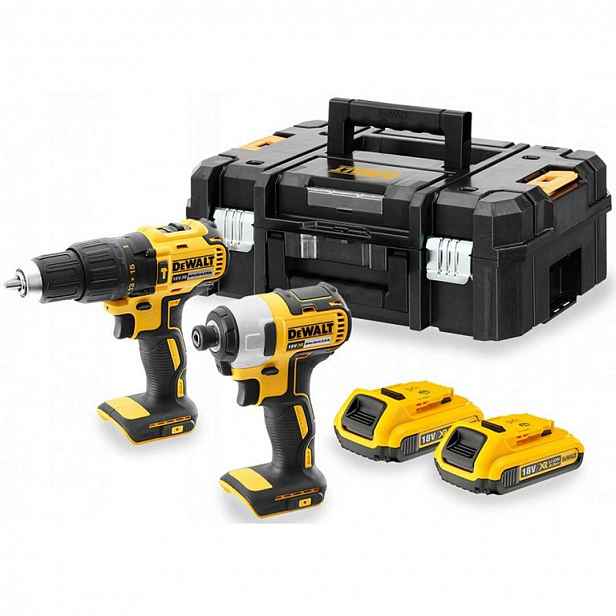 DeWALT - 18V AKU sada vrtacího šroubováku a rázového utahováku, 2x aku 2,0 Ah XR, nabíječka DCK2060D2T