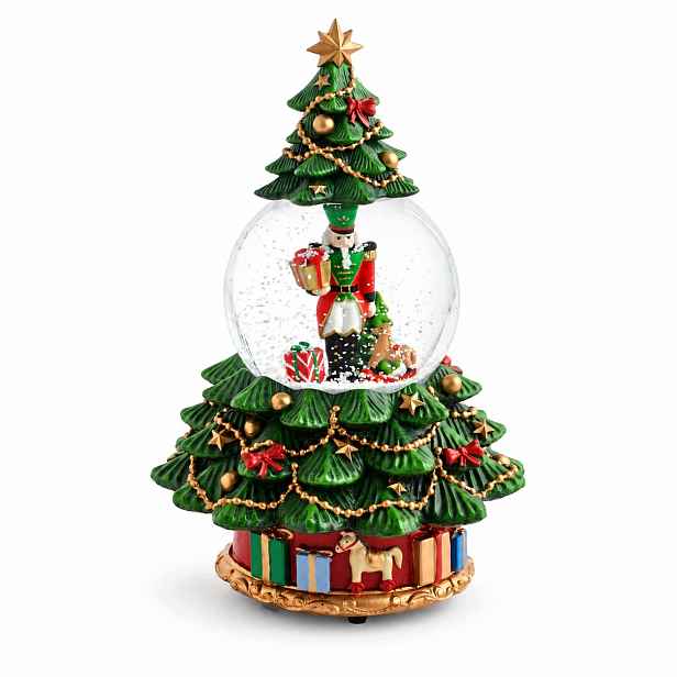 Sněhová koule s hrací pozitivem, natahovací, velká louskáček 24 cm