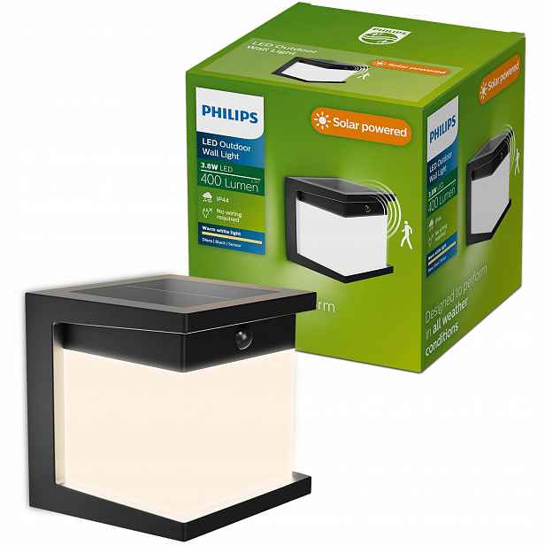 Solární Zahradní Lampa Led Venkovní nástěnné svítidlo Snímač pohybu Philips Diara