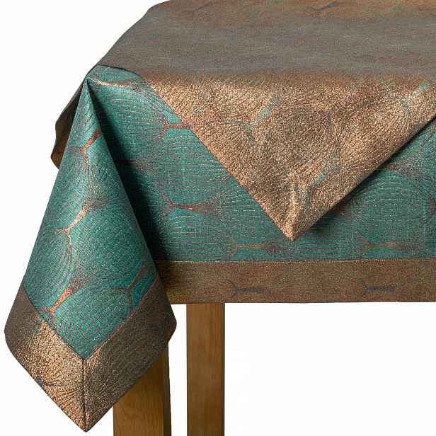 Ubrus odolný proti skvrnám Elegantní šitý s manžetou 5 cm Royal Verde 110 x 200 cm