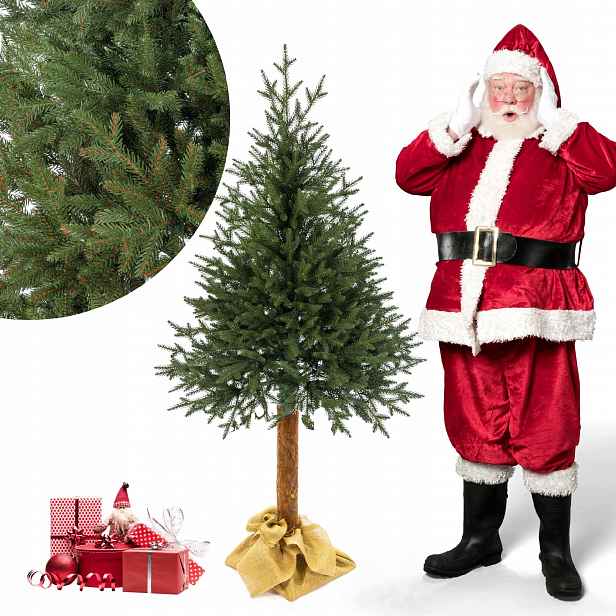 Umělý vánoční stromeček Smrk Příroda na kmeni 160 cm přírodní kmen 100% Pe