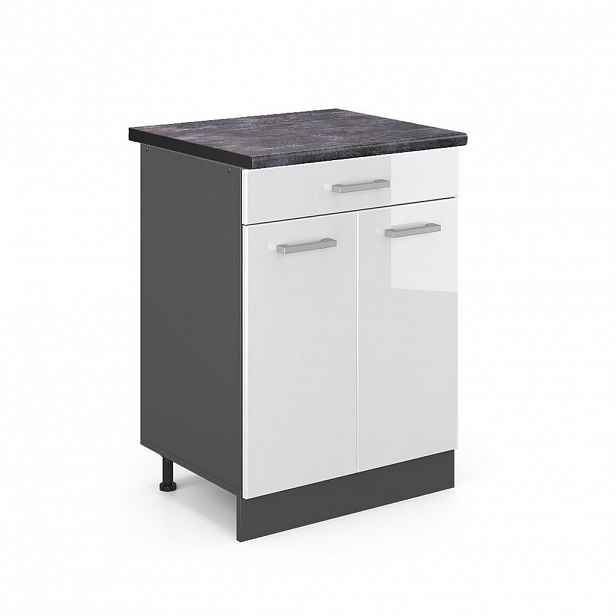 Vicco SPODNÍ SKŘÍŇKA KUCHYŇSKÉ LINKY R-Line Bílá vysoký lesk 60 cm , PD Antracit