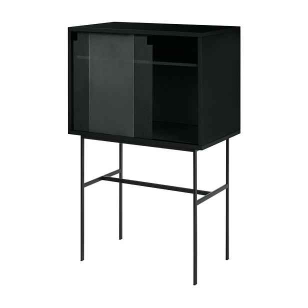 Černá vitrína s posuvnými dveřmi 70x109x40 cm Lekko – noo.ma