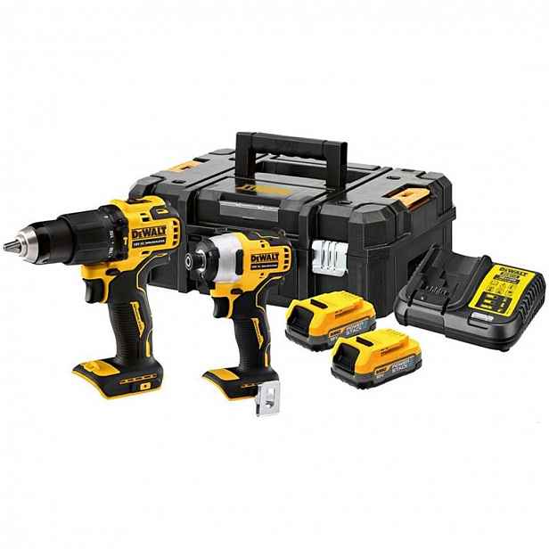 DeWALT - 18V AKU sada vrtacího šroubováku a rázového utahováku, 2x aku 1,7 Ah Powerstack, nabíječka DCK2062E2T