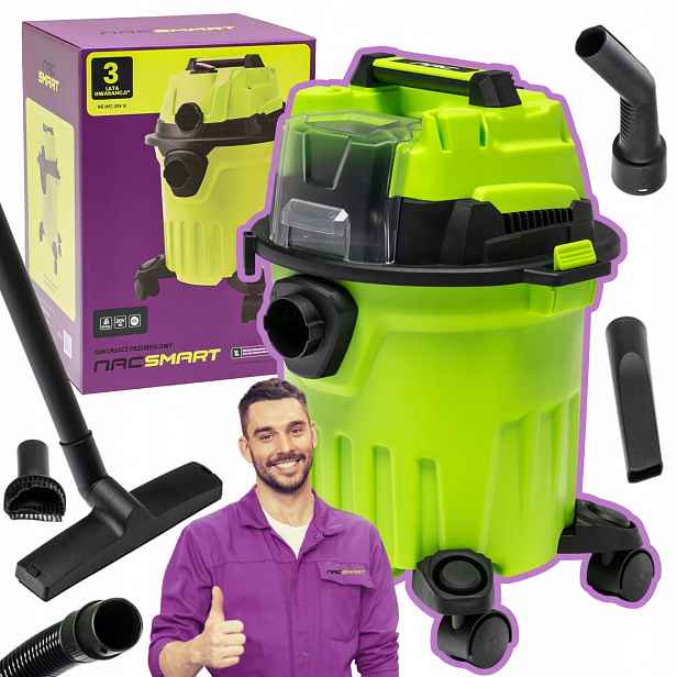 Průmyslový Vysavač Vysavač 12L Hepa Mokrý A Suchý Vysávací Nac Smart Body