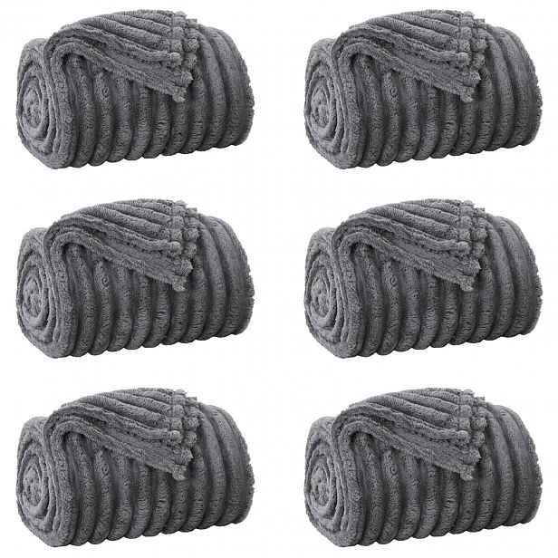 vidaXL Dekorační deky 6 ks Tmavě šedá 270 x 240 cm 8.79 kg Fleece