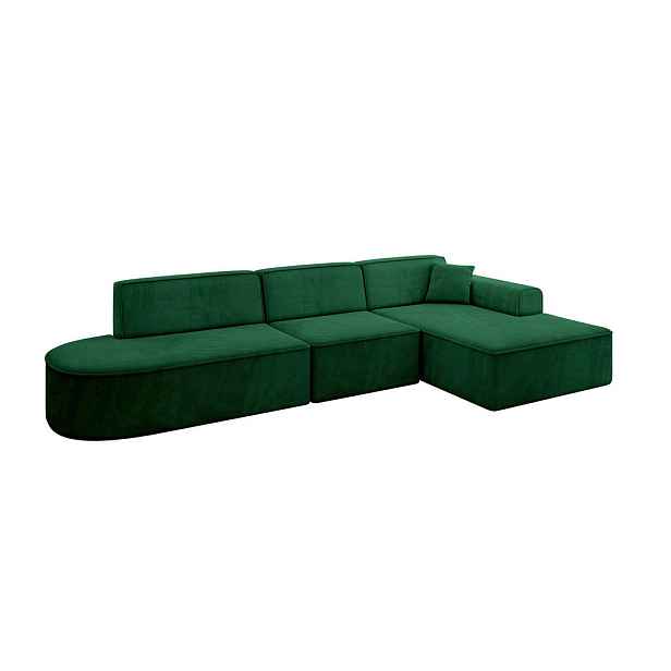 ALTDECOR ROHOVÁ SEDAČKA s otomanem, pravá IREA-L2-v3 327x165x77 Zelená Velur