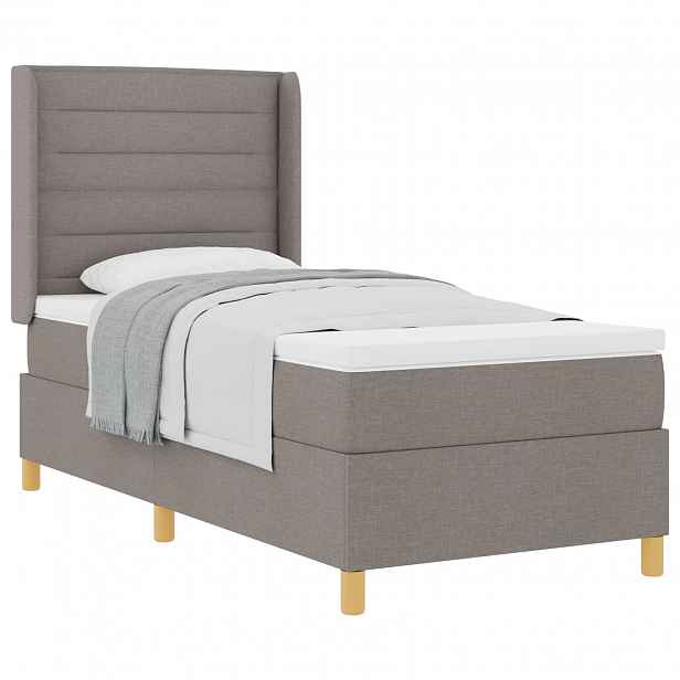 vidaXL Postel s boxspringem s čelo Taupe 90 x 190 cm textil