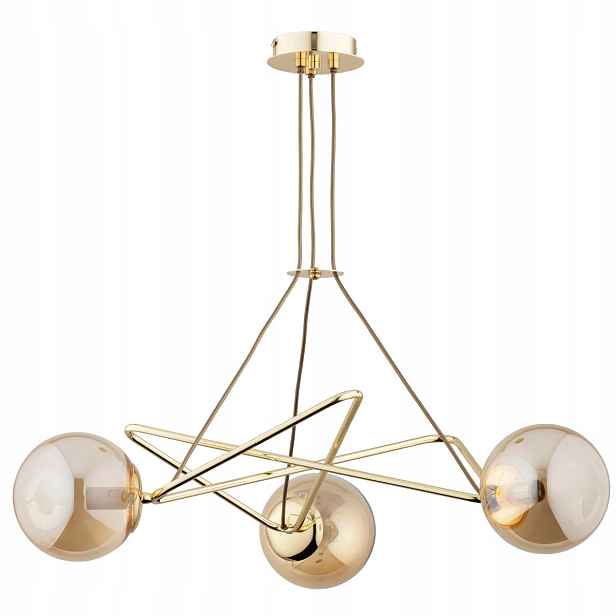 Alfa Závěsná lampa Tristan Zlatá 3xE14 Skleněné jantarové koule IP20