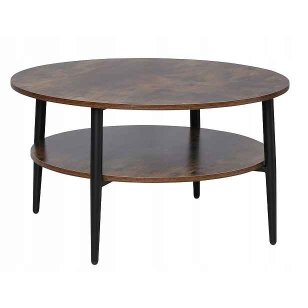 Konferenční stolek Ella A, rustikální hnědá/černá, průměr 80 cm, Sig