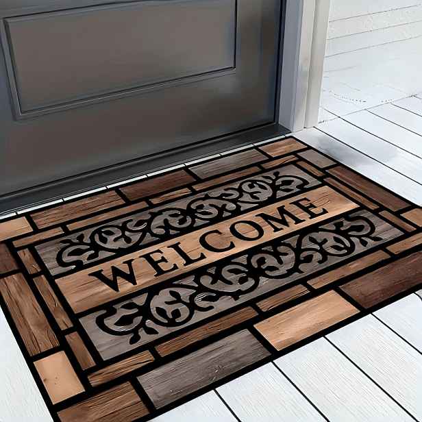 TEMU Vitající rohožka, odolná obdélníková vstupní rohožka s textem "Welcome", pratelná v pračce, pro vnitřní i venkovní použití, ke vchodovým dveřím,