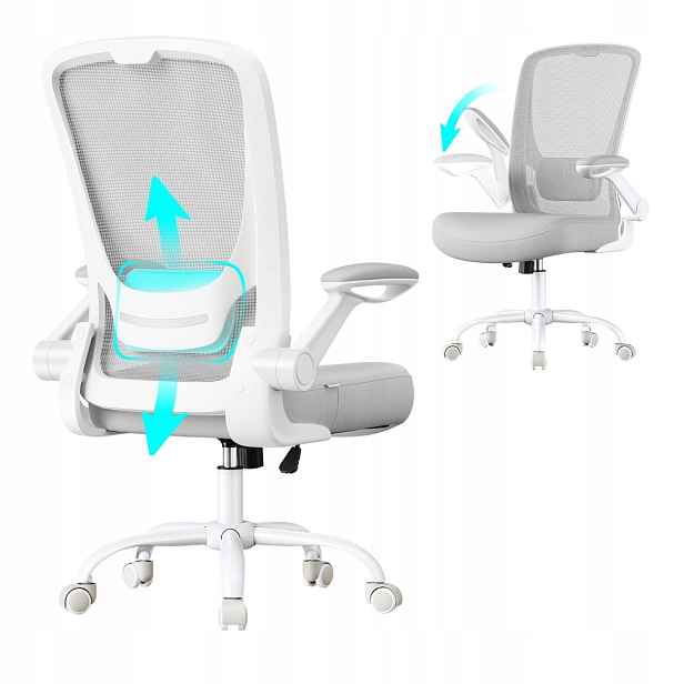 Otočný Fotel Ergonomická kancelářská síťka šedá nastavitelná do kanceláře
