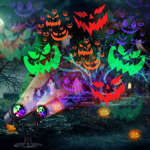Led Projektor Halloween Dvojitá Dynamická Hlava Voděodolný Časovač