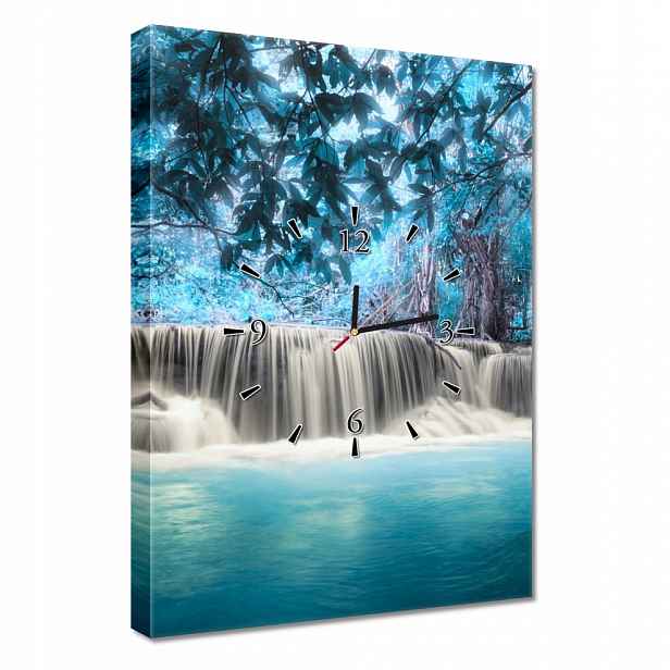 Nástěnné hodiny 40x60 Modrý vodopád