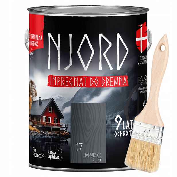Njord Ochranný Impregnační Přípravek Na Dřevo 5 L, Norské Útesy Štětec 50 MM