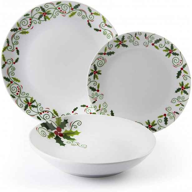 Sváteční Porcelánový Jídelní Servis 18 Dílů S Dekorem Holly