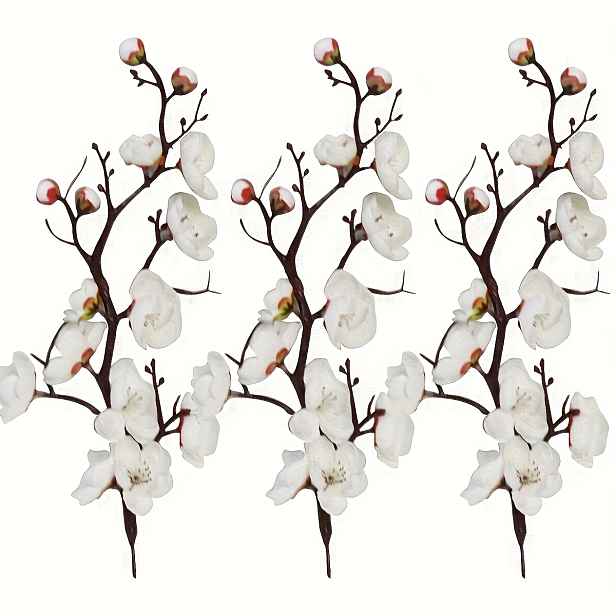 TEMU 3 ks ElegantFlora Realistické Umělé Květy Švestkového Květu - Čínský Styl Látkové Forsythie, Dekorace do Interiéru/Exteriéru Vhodné pro Domov,