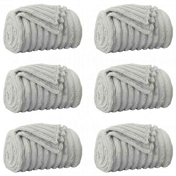 vidaXL Dekorační deky 6 ks Šedá 200 x 150 cm 4.75 kg Fleece