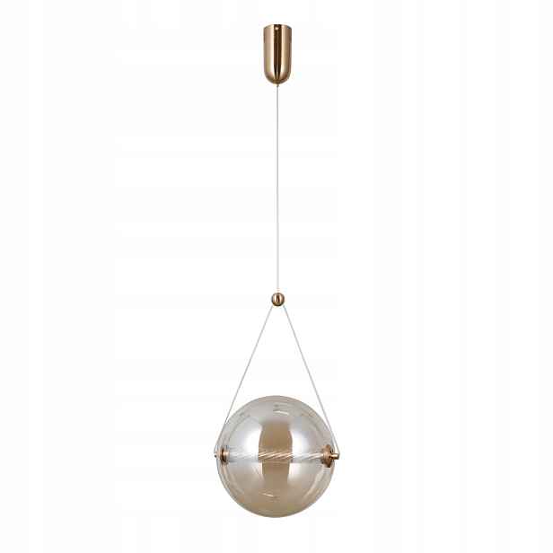 Závěsná lampa zlatá jantarová koule teplá barva Led 12W Rastia Italux
