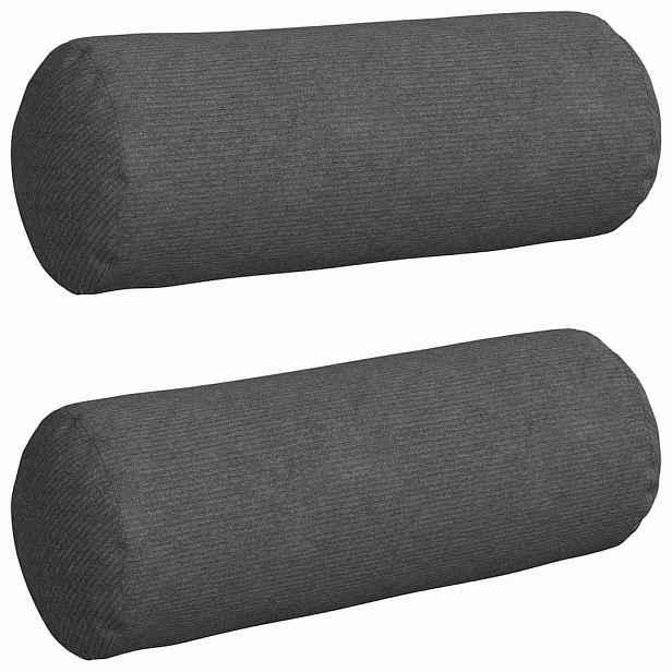 vidaXL Polštáře 2 pcs Tmavě šedá Ø 25 x 70 cm Žebrovaná látka
