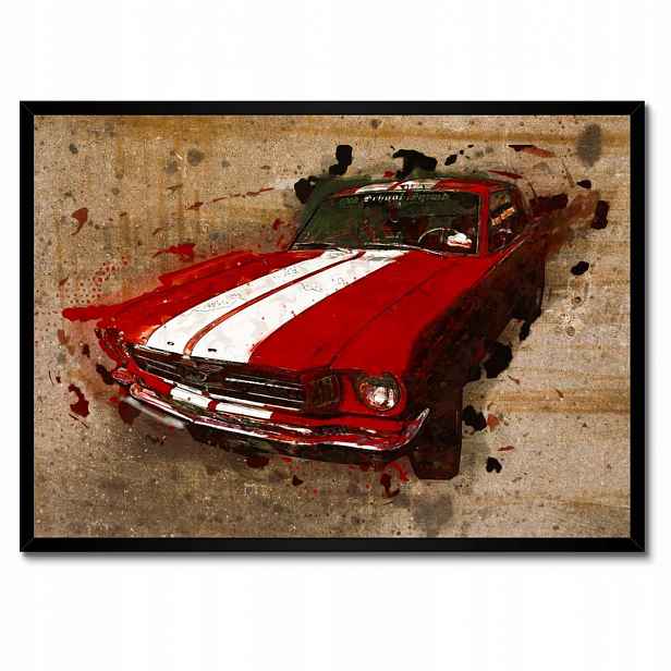 Plakáty v rámu 70x50 Červený Ford Mustang Usa