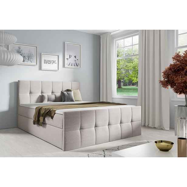 Manželská postel CHLOE - 200x200, béžová 2 + topper ZDARMA