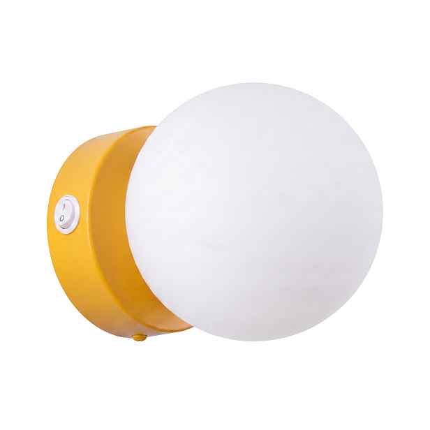 Sollux Lighting nástěnné svítidlo Yoli žluto-bílé skleněná koule 1xG9 8W vypínač