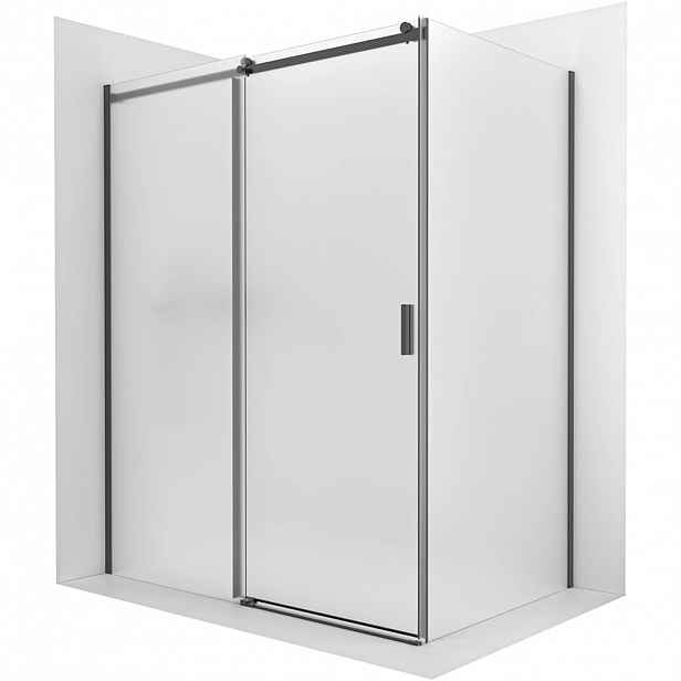 Sprchový kout Santoro - levá - 6 mm - černá matná, mléčné sklo - 130x70 cm - posuvný