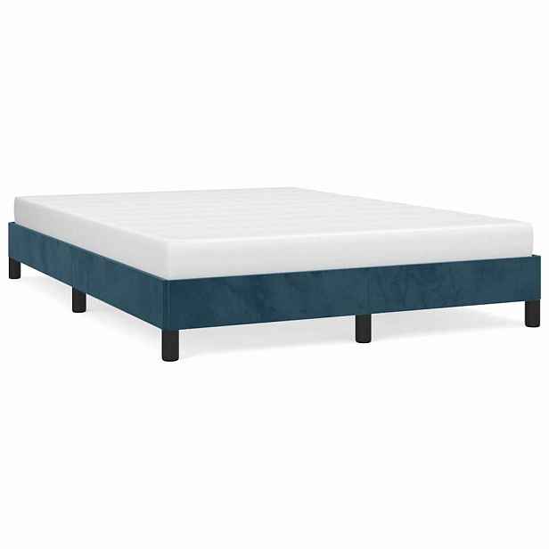vidaXL Rám postele bez matrace tmavě modrý 140x190 cm samet