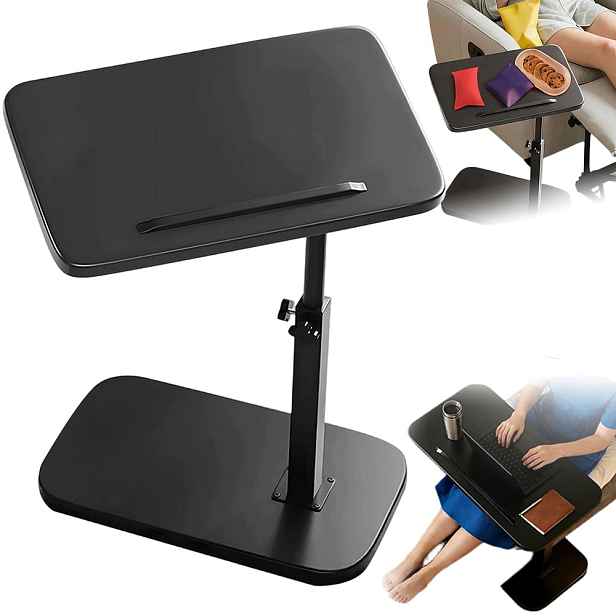 Černý pomocný stolek otočný o 360° s regulací výšky C-shaped