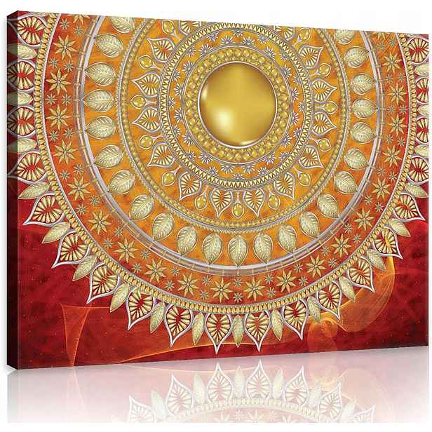 Obraz 80x60 Zlatá Mandala Etnický vzor pro meditaci a harmonii interiéru