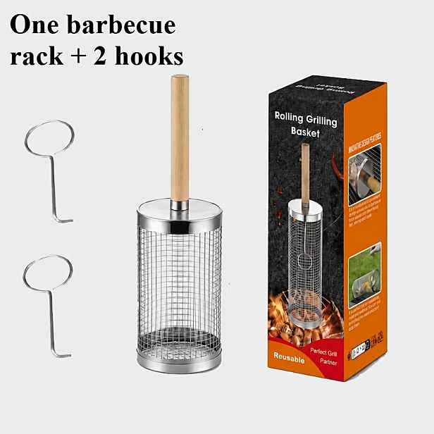 TEMU 3dílná sada nerezového přenosného grilu na BBQ, sada nářadí na BBQ, nerezový koš na BBQ, venkovní koš na BBQ, venkovní gril na kempování,