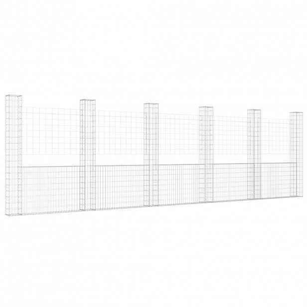 vidaXL Gabionový koš ve tvaru U se 6 sloupky železo 620 x 20 x 200 cm