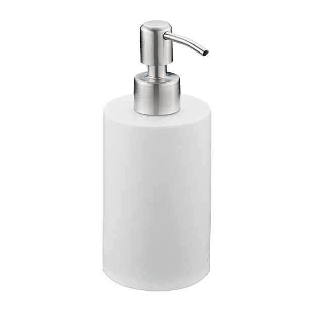 Relaxdays DÁVKOVAČ MÝDLA Bílý kulatý umělý kámen plnitelný 180 ml