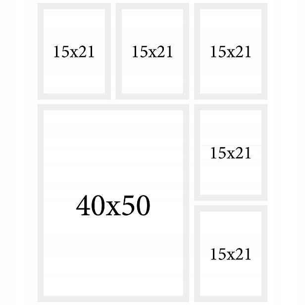 Sada fotorámečků plakáty 6 Ks multirám rámečky Bílé 40x50 15x21