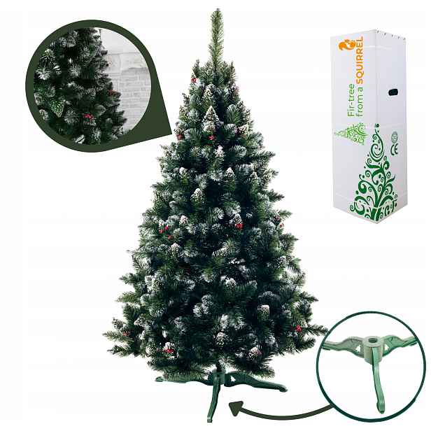Umělý Vánoční Stromeček „křišťál“ 150 CM S Bílými Koncovkami A Kalinou