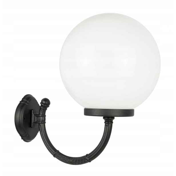 Zahradní nástěnné svítidlo Su-ma Kule černé 30 cm IP43 bílá/kouřová koule E27