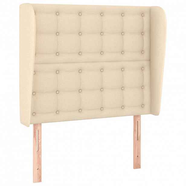 vidaXL Čelo postele typu ušák krémové 93x23x118/128 cm textil