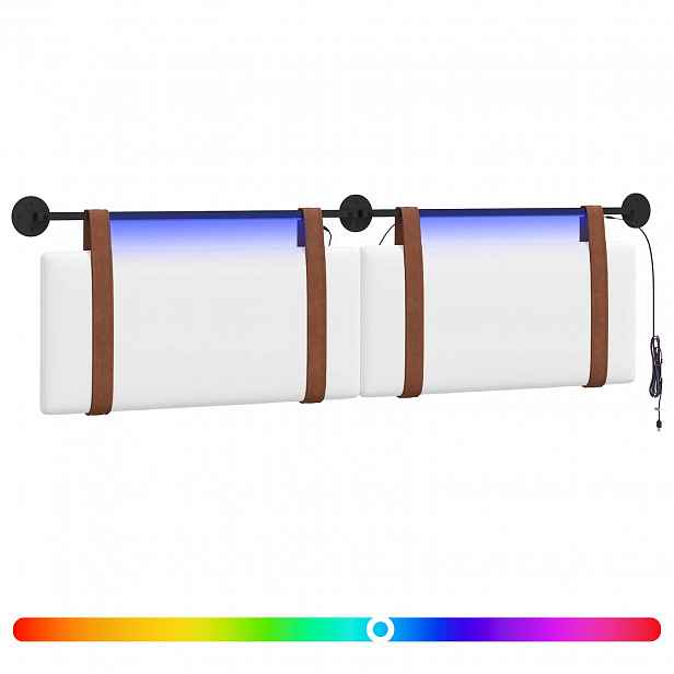vidaXL Závěsné čelo postele S LED osvětlením Bílá Antický PU