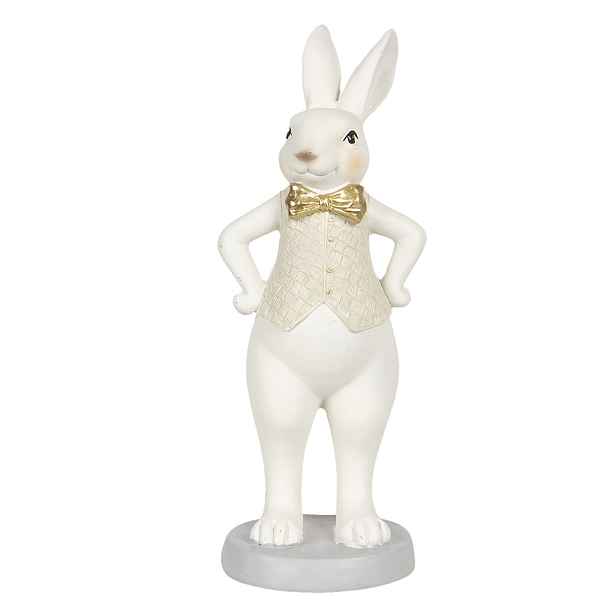 Dekorace králičí chlapec se zlatým motýlkem - 9*8*20 cm Clayre & Eef